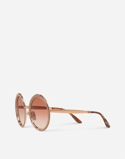 Shop Dolce & Gabbana Gros Grain Sunglasses In Pink Gold