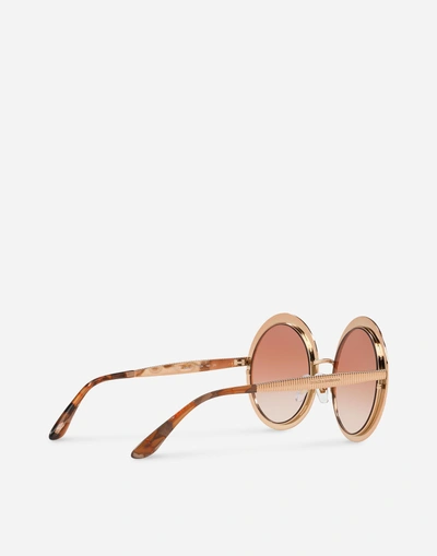 Shop Dolce & Gabbana Gros Grain Sunglasses In Pink Gold