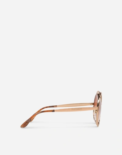Shop Dolce & Gabbana Gros Grain Sunglasses In Pink Gold