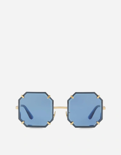 Shop Dolce & Gabbana Griffes & Stones Sunglasses In Gold