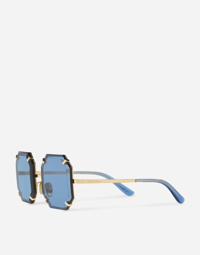 Shop Dolce & Gabbana Griffes & Stones Sunglasses In Gold