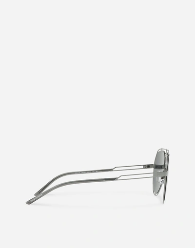 Shop Dolce & Gabbana Empty Cut Sunglasses In Gun Metal