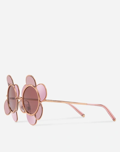 Shop Dolce & Gabbana 3d Rose Sunglasses In Gold