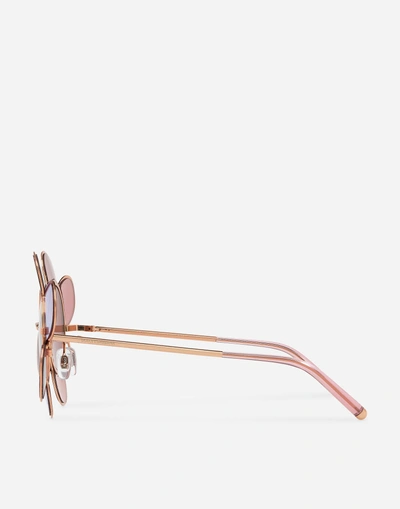 Shop Dolce & Gabbana 3d Rose Sunglasses In Gold