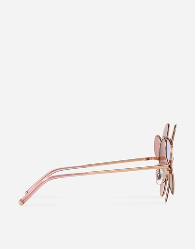 Shop Dolce & Gabbana 3d Rose Sunglasses In Gold