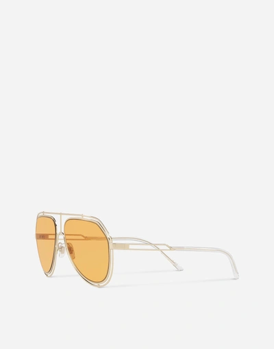 Shop Dolce & Gabbana Empty Cut Sunglasses In Gold