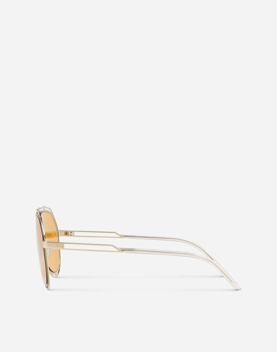 Shop Dolce & Gabbana Empty Cut Sunglasses In Gold