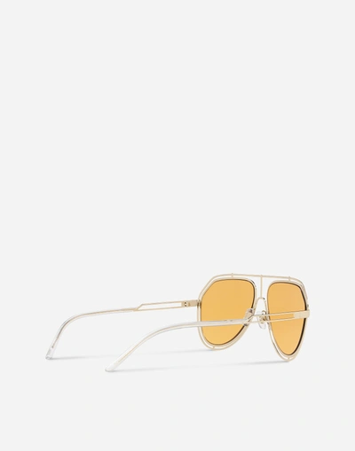 Shop Dolce & Gabbana Empty Cut Sunglasses In Gold