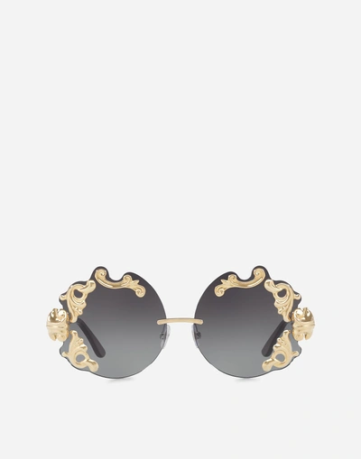 Shop Dolce & Gabbana New Baroque Sunglasses In Gold