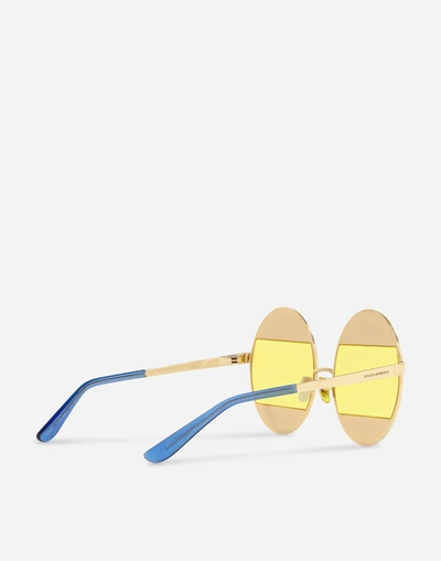 Shop Dolce & Gabbana I Love Maiolica Sunglasses In Shiny Gold & Multicolor