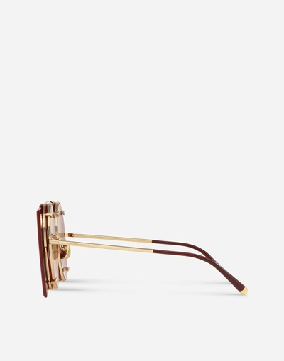 Shop Dolce & Gabbana Dg Love Sunglasses In Gold And Red