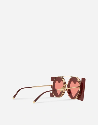 Shop Dolce & Gabbana Dg Love Sunglasses In Gold And Red
