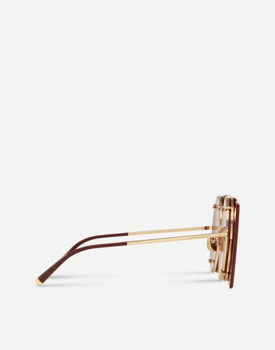 Shop Dolce & Gabbana Dg Love Sunglasses In Gold And Red