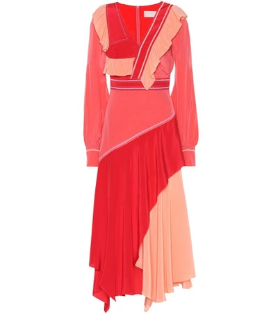 Shop Peter Pilotto Ruffled Silk Dress In Red