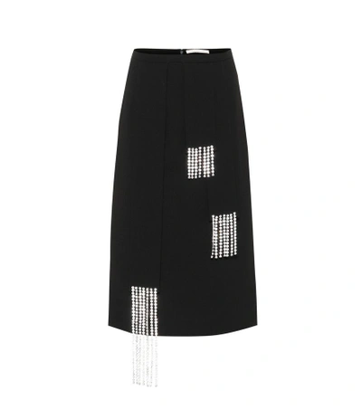 Shop Christopher Kane Embellished Wool Skirt In Black