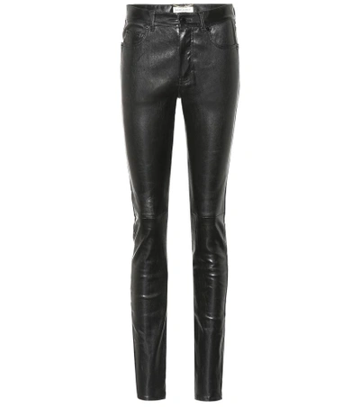 Shop Saint Laurent Leather Pants In Black