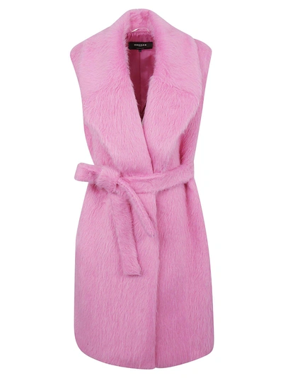 Shop Rochas Sleeveless Belted Coat In Pink