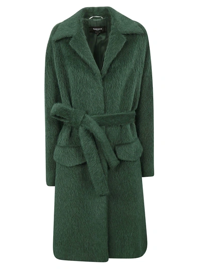 Shop Rochas Belted Coat In Dark Green
