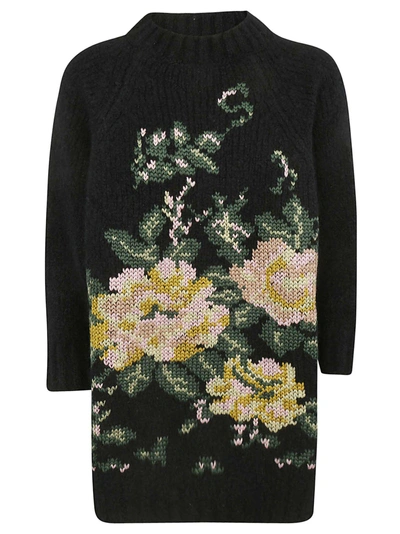 Shop Saverio Palatella Knitted Intarsia Sweater In Black