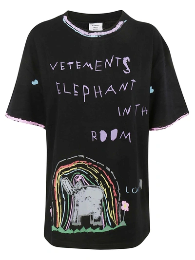 Shop Vetements Rainbow Elephant Print T-shirt In Black