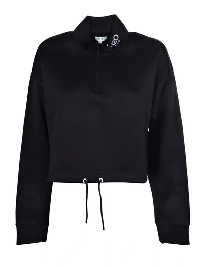 Shop Kenzo Cropped Zip Sweatshirt In Noir