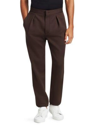 Shop Fendi Logo Tape Pleated Trousers In Brown
