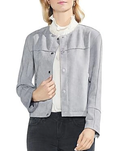 Shop Vince Camuto Faux Suede Snap Front Jacket In Luxe Grey