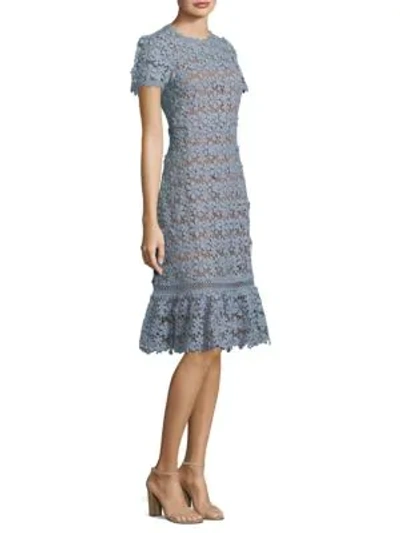 Shop Michael Michael Kors Floral Lace A-line Dress In Chambray
