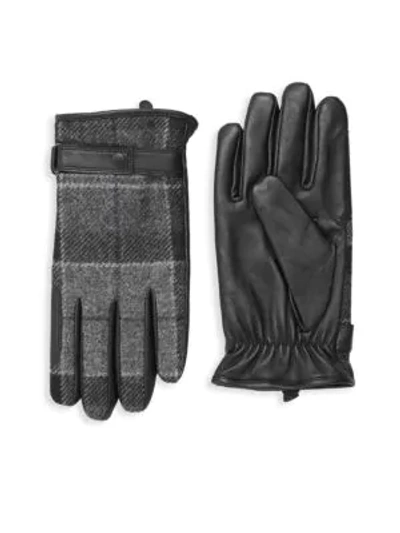 Shop Barbour Newbrough Tartan Gloves In Black Grey