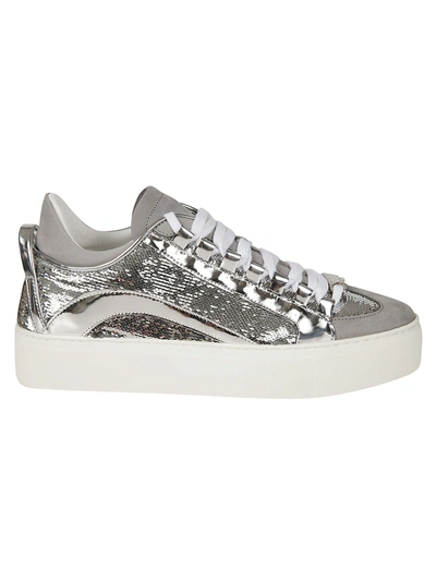 Shop Dsquared2 Sequined Platform Sneakers In Silver