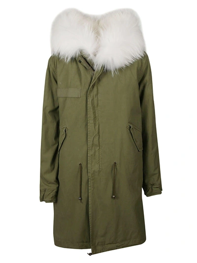 Shop Mr & Mrs Italy Fur Hood Parka Coat In Green