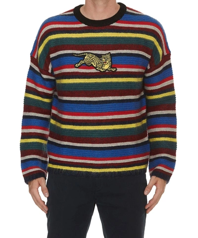 Shop Kenzo Jumping Tiger Striped Jumper In Multicolor