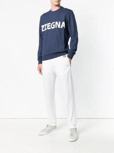 Shop Z Zegna Straight Leg Track Pants In White