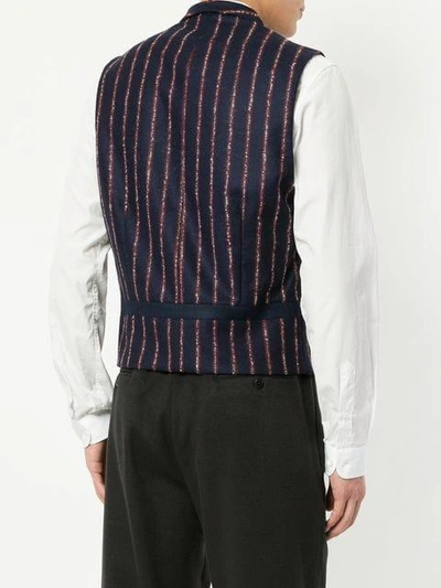 Shop Sartorial Monk Striped Double-breasted Waistcoat - Blue