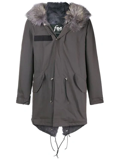 Shop Furs66 Hooded Fur Trim Parka In 090 Grey