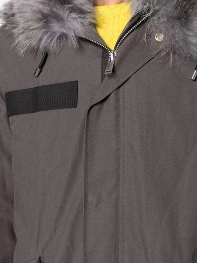 Shop Furs66 Hooded Fur Trim Parka In 090 Grey