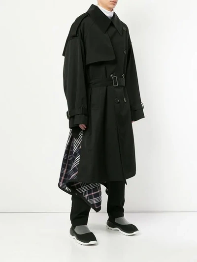 Shop Juunj Juun.j Oversized Trench Coat - Black