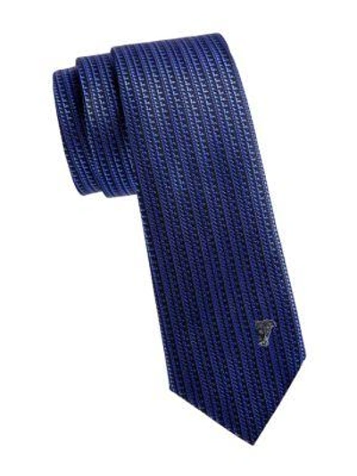 Shop Versace Textured Silk Tie In Royal