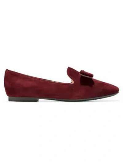 Shop Cole Haan Tali Suede Bow Loafers In Cordovan