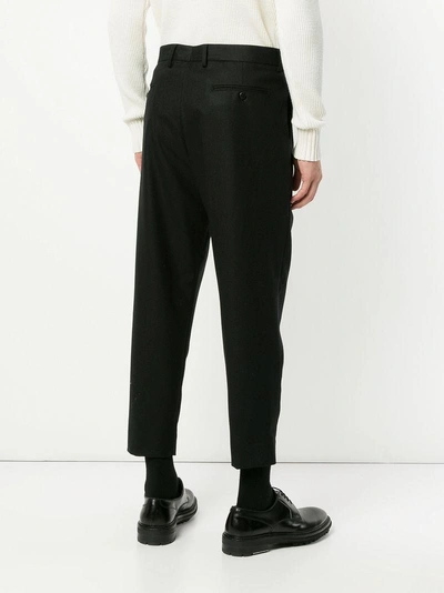 Shop Sartorial Monk Cropped Tapered Trousers - Black