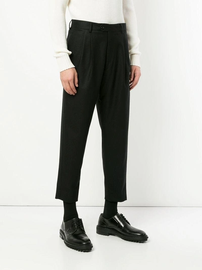 Shop Sartorial Monk Cropped Tapered Trousers - Black