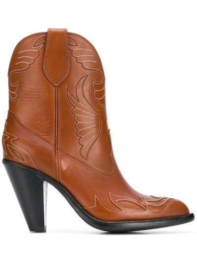 Shop Givenchy Western Style Ankle Boots - Brown