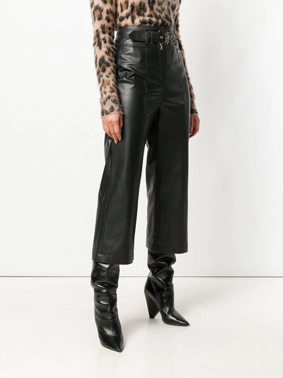 Shop Patrizia Pepe Cropped Faux Leather Trousers - Black