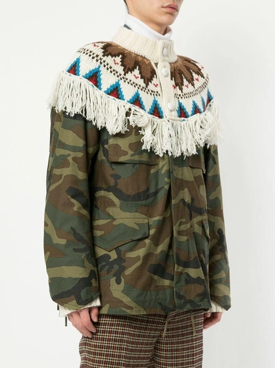 Shop Sacai Camouflage Print Jacket In Brown