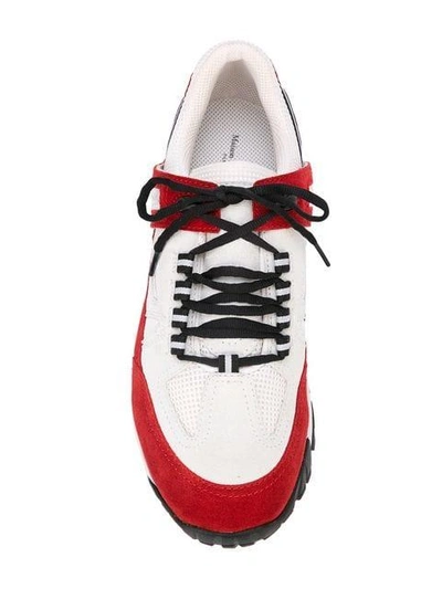 Shop Maison Margiela Low Top Colour Block Sneakers - Red