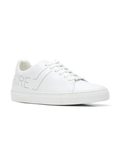 Shop Billionaire Perforated Logo Sneakers In White