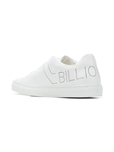 Shop Billionaire Perforated Logo Sneakers In White