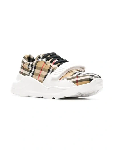 Shop Burberry Vintage Check Sneakers - Nude & Neutrals