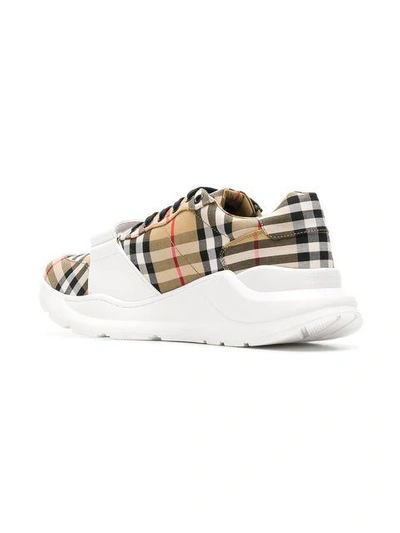 Shop Burberry Vintage Check Sneakers - Nude & Neutrals