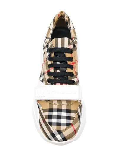 Shop Burberry Vintage Check Sneakers - Nude & Neutrals